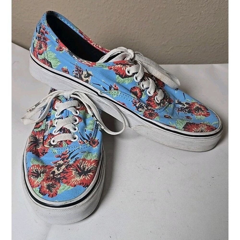 VANS Aloha Yoda Star Wars Blue Floral Shoes Men Size 8 Womens Size 9.5 #TB4R
